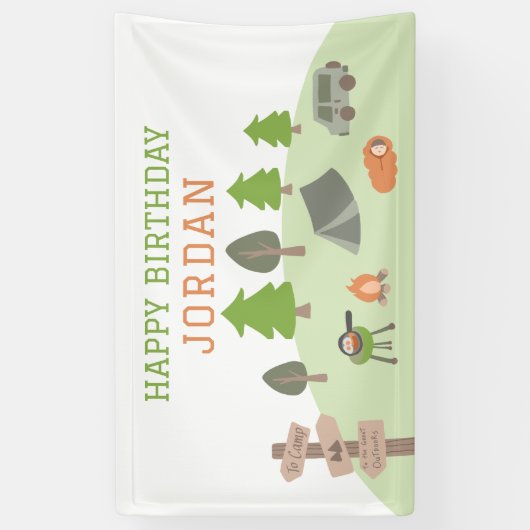 バックヤードキャンプ誕生日アンダーザスターズアウトドア 横断幕 (縦)