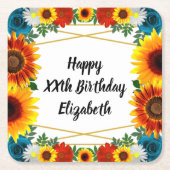 バックヤードサマーフローラ幾何学模様 スクエアペーパーコースター (正面)