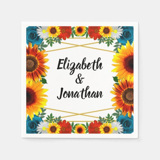 バックヤードサマーフローラ幾何学模様 スタンダードカクテルナプキン (正面)