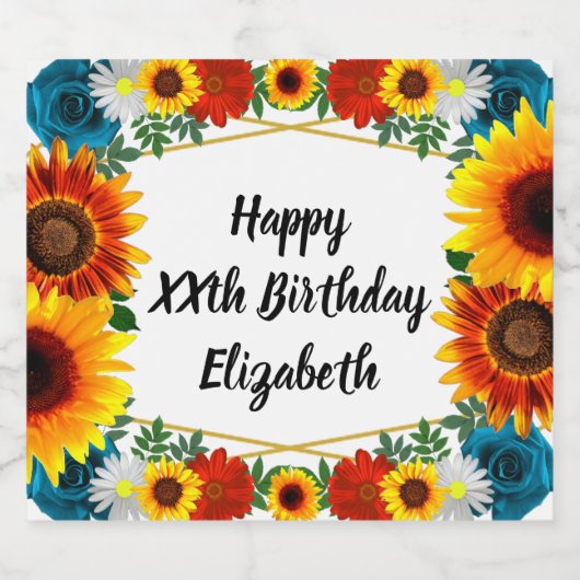 バックヤードサマーフローラ幾何学模様 スパークリングワインラベル (シングルラベル)