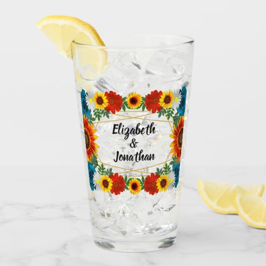 バックヤードサマーフローラ幾何学模様 タンブラーグラス (アイス正面)