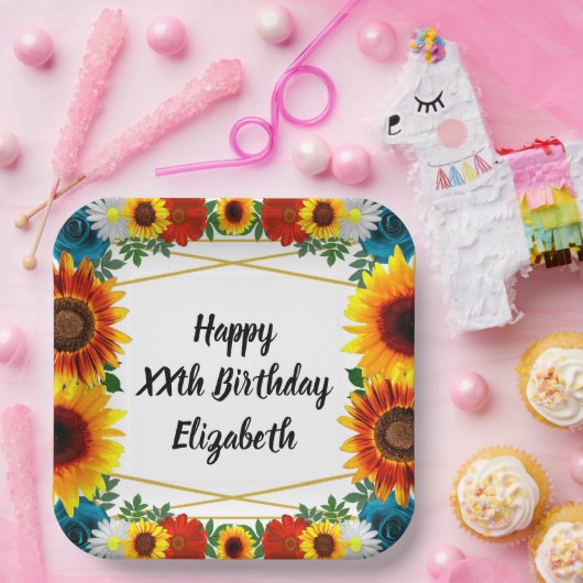 バックヤードサマーフローラ幾何学模様 ペーパープレート (パーティー)