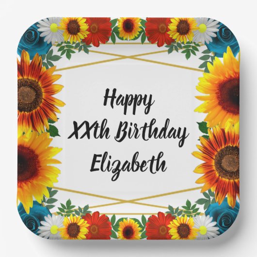 バックヤードサマーフローラ幾何学模様 ペーパープレート (正面)