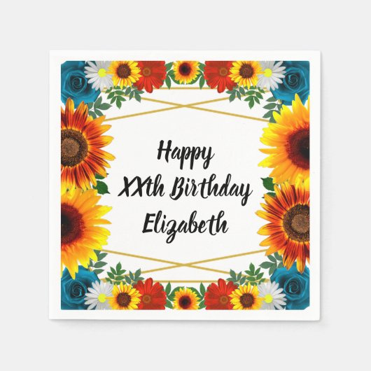 バックヤードサマーフローラ幾何学的ナプキン スタンダードカクテルナプキン (正面)