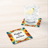 バックヤードサマーフローラ幾何結婚の スクエアペーパーコースター (インサイチュ)