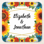 バックヤードサマーフローラ幾何結婚の スクエアペーパーコースター (正面)