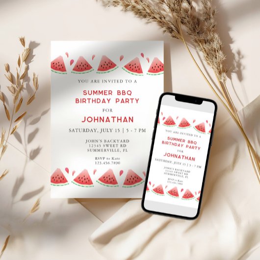 バックヤードサマーBBQバースデーパーティー 招待状