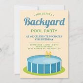 バックヤードスイミングプールバースデーパーティー 招待状 (正面)