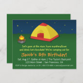 バックヤードスリーポーバーキャンピングバースデーパーティー 招待状 (正面/裏面)