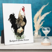 バックヤードチキン農家とルースターデザイン フォトプラーク (側面)