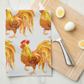 バックヤードチキン農家ゴールデンルースターパターン キッチンタオル (四つ折り)