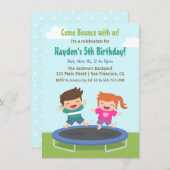 バックヤードトランポリン子供の誕生日パーティー 招待状 (正面/裏面)