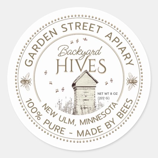 バックヤードハイブ製品ラベルビーキーパー養蜂場 ラウンドシール (正面)