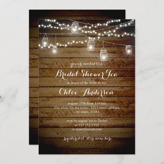 バックヤードハイ素朴ティーブライダルシャワー招待状 招待状 (正面/裏面)