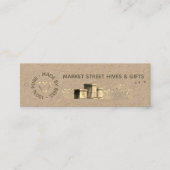 バックヤードハニークラフトフラワーハイブ金ゴールドハートミツバチ スキニー名刺 (正面)