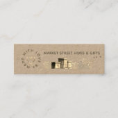 バックヤードハニークラフトフラワーハイブ金ゴールドハートミツバチ スキニー名刺 (正面)