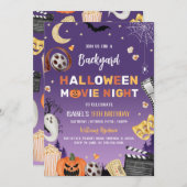 バックヤードハロウィーン映画ナイトバースデーパーティー 招待状 (正面/裏面)