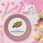 バックヤードバーベキューホットドッグ |チェック済み ペーパープレート (パーティー)