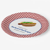 バックヤードバーベキューホットドッグ |チェック済み ペーパープレート (アングル)