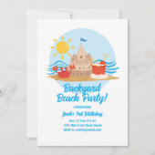 バックヤードビーチ誕生日パーティーの招待 招待状 (正面)