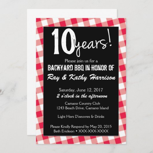 バックヤードピクニック記念日招待状テンプレート 招待状 (正面/裏面)