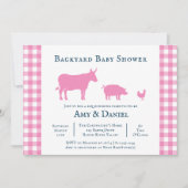 バックヤードベビーシャワーピンク素朴ネイビー招待状 招待状 (正面)