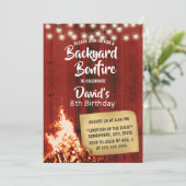バックヤードボンドファイアレッドバーンウッドキャンピング誕生日 招待状 (スタンド正面)