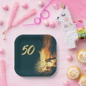 バックヤードボンドファイア誕生日シーズナルパーティー ペーパープレート (パーティー)