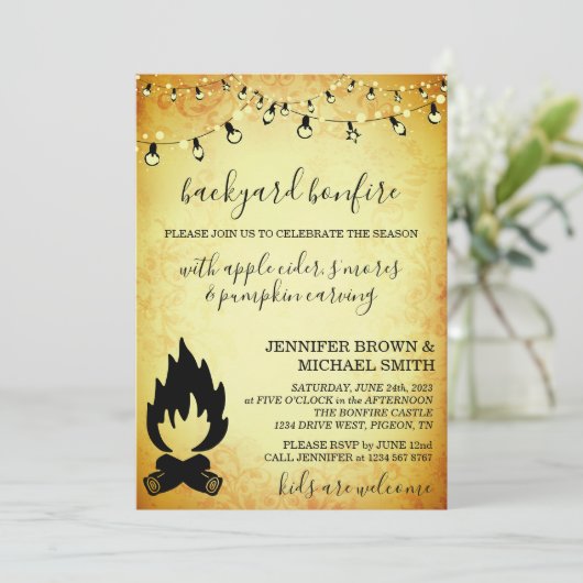 バックヤードボンファイアシーズンパーティーお祝いクラフト 招待状 (スタンド正面)