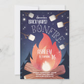 バックヤードボンファイヤーキャンピンググランプアウトドア誕生日 招待状 (正面)