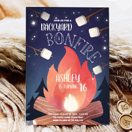 バックヤードボンファイヤーキャンピンググランプアウトドア誕生日 招待状