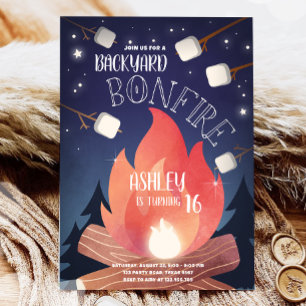 バックヤードボンファイヤーキャンピンググランプアウトドア誕生日 招待状