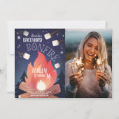 バックヤードボンファイヤーキャンピンググランプアウトドア誕生日 招待状 (正面)