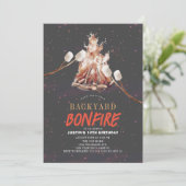 バックヤードボンファイヤーキャンピングスモーレスBBQ誕生日 招待状 (スタンド正面)