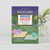 バックヤードムービーナイトパーティー誕生日ポップコーンフィルム 招待状 (スタンド正面)