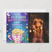 バックヤードムービーナイト誕生日写真 招待状 (正面)