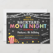 バックヤードムービーナイト誕生日招待状 招待状 (正面)