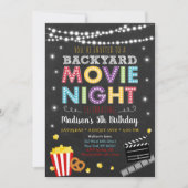 バックヤードムービーナイト誕生日 招待状 (正面)