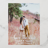 バックヤード国の日付の保存 箔招待状ポストカード (正面)