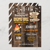 バックヤード焚き火バースデーパーティー 招待状 (正面/裏面)