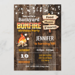 バックヤード焚き火バースデーパーティー 招待状