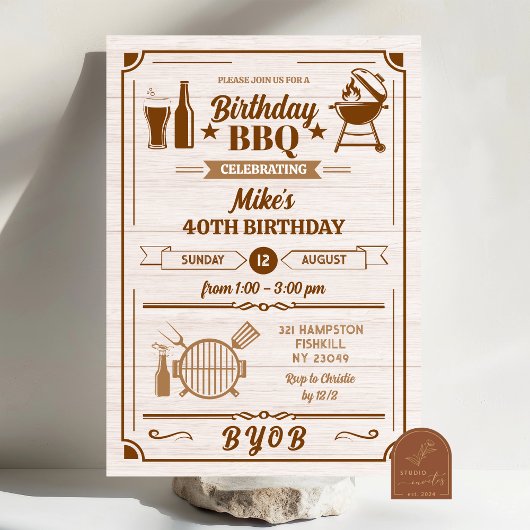 バックヤードBBQとビール誕生日パーティー 招待状