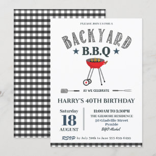バックヤードBBQオス誕生日ブラックギンガム 招待状