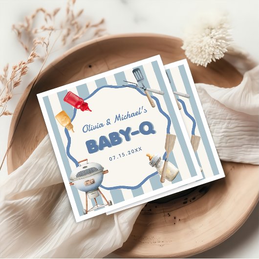バックヤードBBQベビーQベビーシャワーナプキンス スタンダードカクテルナプキン