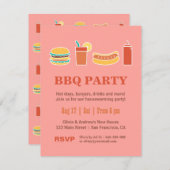 バックヤードBBQ引っ越し祝いパーティーパーティの招待状 招待状 (正面/裏面)