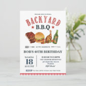 バックヤードBBQ男性誕生日レッドギンガムビール 招待状 (スタンド正面)