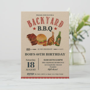 バックヤードBBQ男性誕生日レッドジンガムクラフトアヴィット 招待状