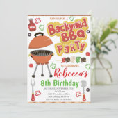 バックヤードBBQ誕生日招待状、BBQパーティー 招待状 (スタンド正面)