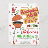 バックヤードBBQ誕生日招待状、BBQパーティー 招待状 (正面/裏面)