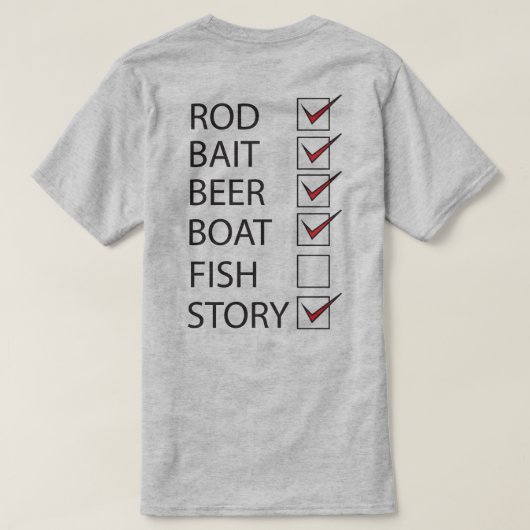 バックライトTシャツの魚釣りおもしろいチェックオフリスト Tシャツ (デザイン裏面)